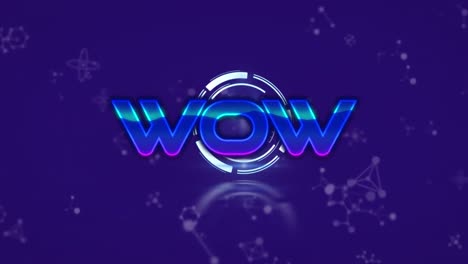 Animation-of-wow-text-over-scope-scanning-on-purple-background