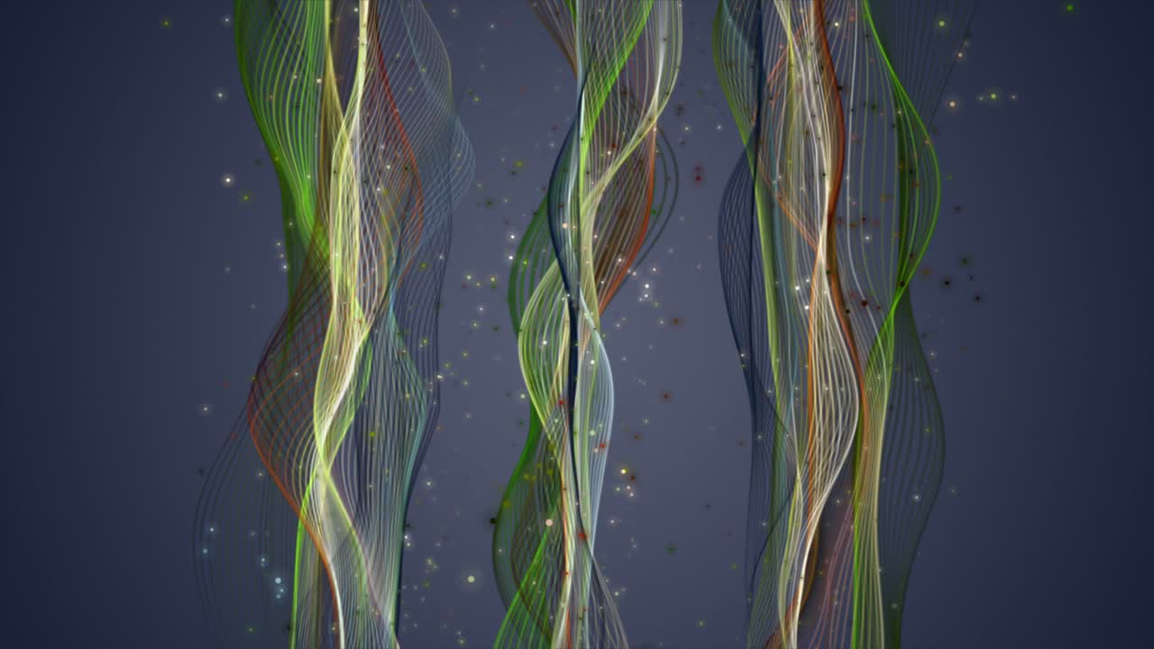 천천히 움직이는 입자 파동 물체와 함께 환상적인 애니메이션, 4096x2304 루프 4k