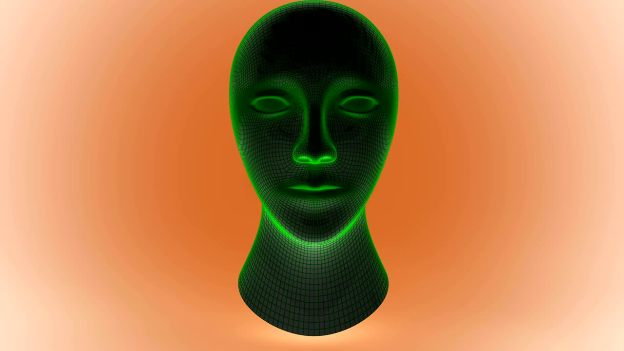 la malla de una cabeza. las imágenes en bucle tienen resolución de 4k.