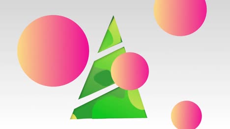 Digital-Christmas-tree-and-pink-circles-against-white-background