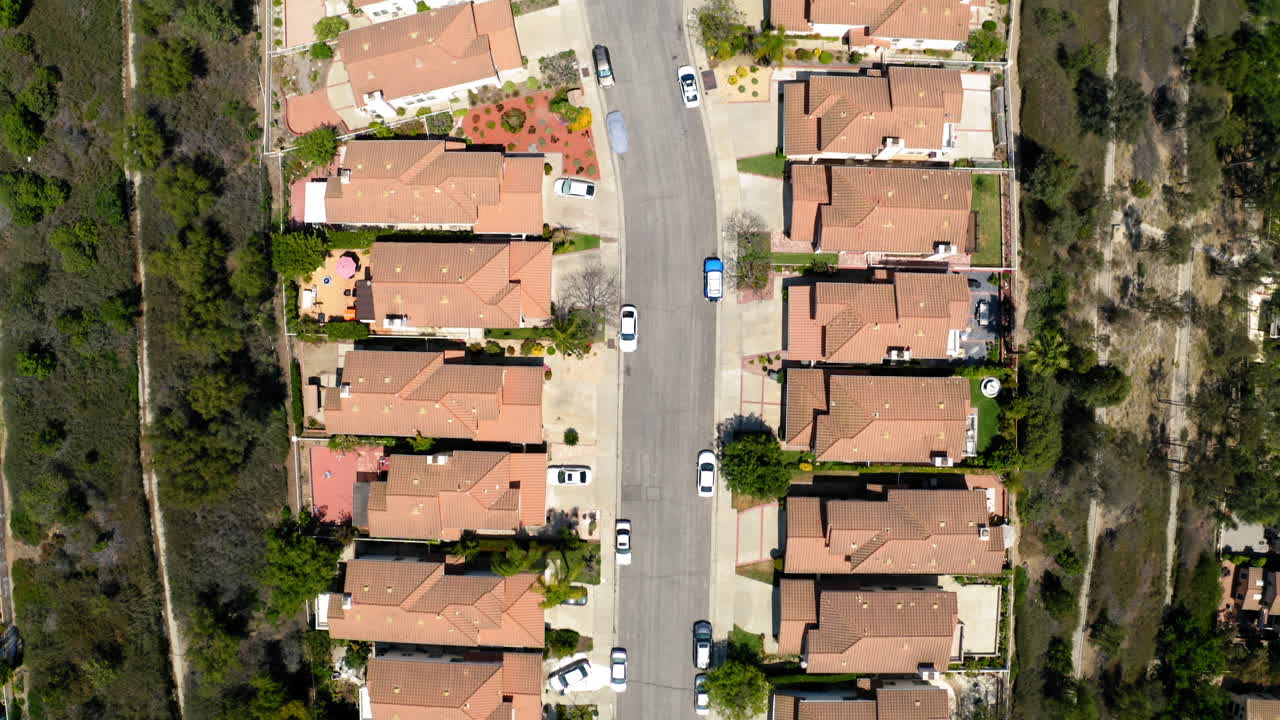 Aerial View of a Suburban Residential Cul-de-Sac Neighborhood