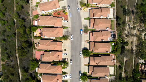 aerial view of a suburban residential cul-de-sac neighborhood