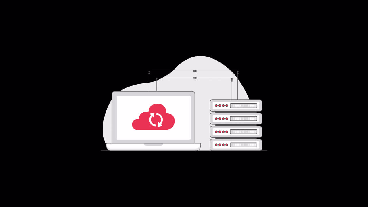 Cloud-datasynkronisering mellem bærbar computer og servere – animation