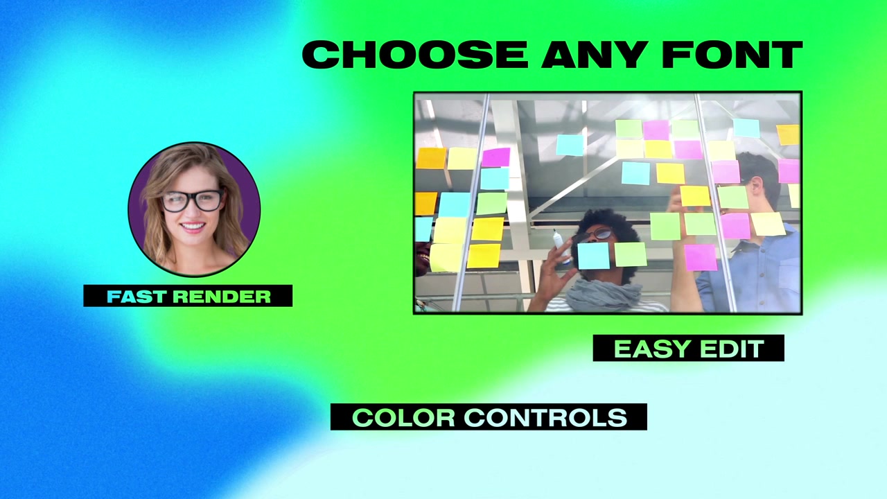 Animated YouTube End Card Template with Holographic Gradient Background