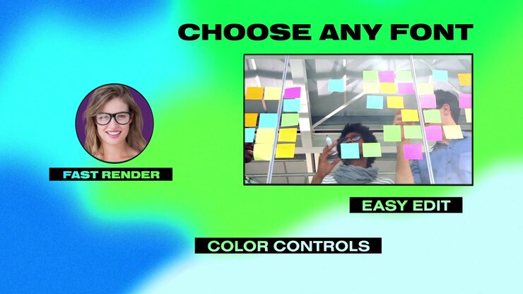 Animated YouTube End Card Template with Holographic Gradient Background