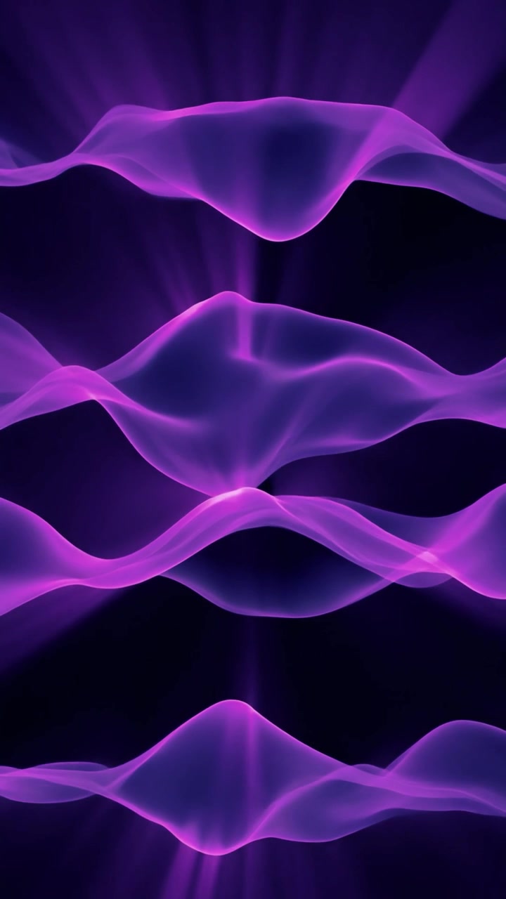 Abstract Purple Wavy Light Forms Moving on Dark Background