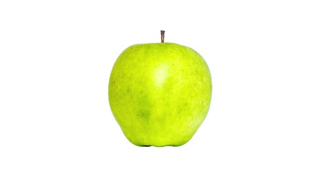 video creativo de stop motion de un primer plano de una manzana verde y roja, parpadeando rápidamente a su vez en un fondo blanco y negro aislado. bucle sin costuras.