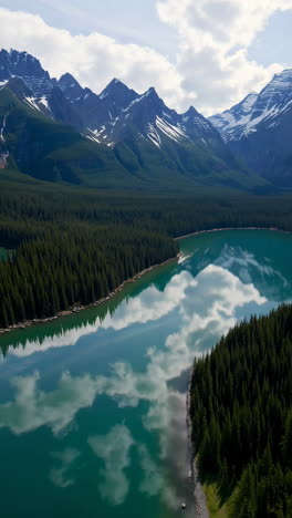 mountain lake and rocky shoreline landscape