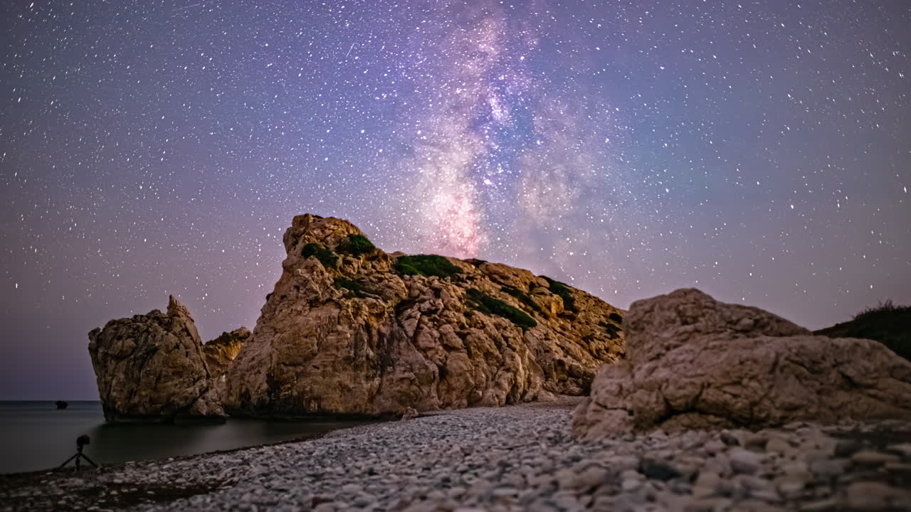 Aphrodite's Rock Viewpoint In Cyprus With A Timelapse Of Milky Way