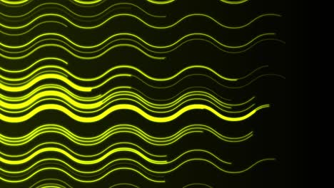 líneas onduladas de neón amarillo brillante fondo de movimiento tecnológico abstracto