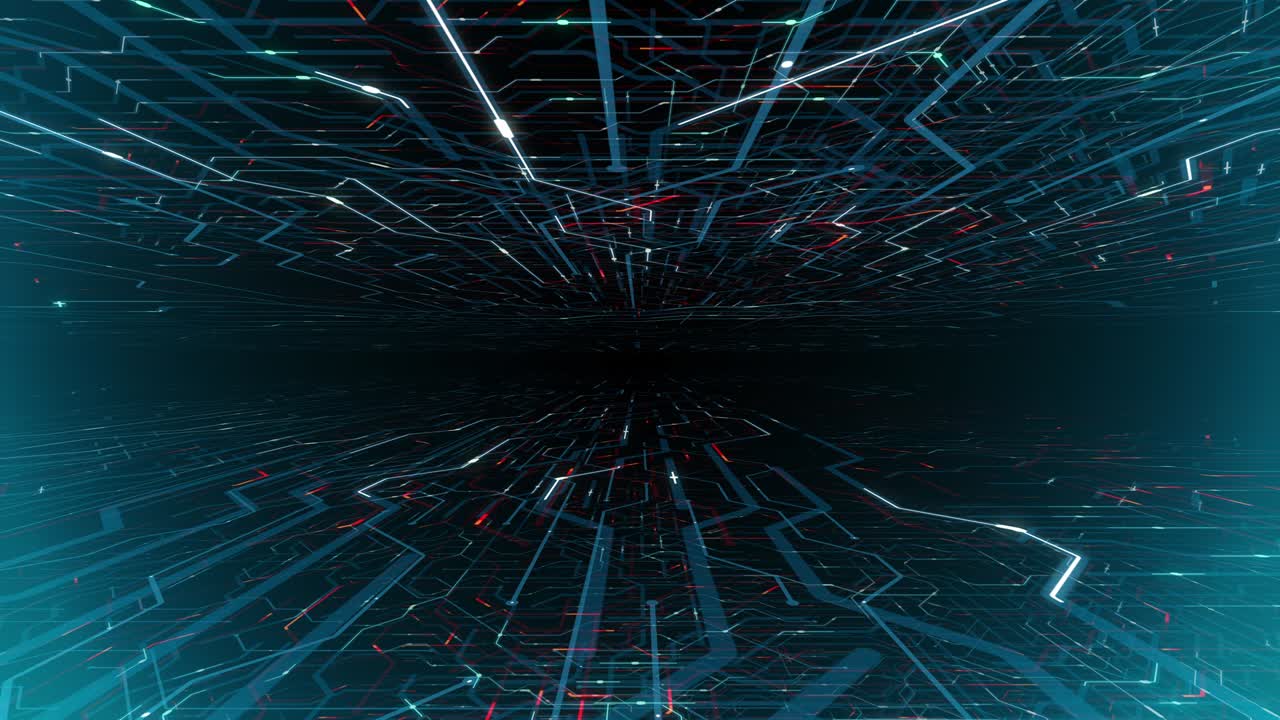 4K seamless loop abstract futuristic electronic circuit board.