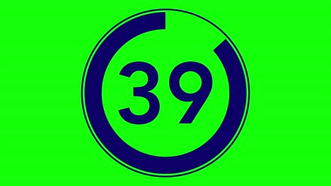 45 seconds simple countdown timer (dark blue on chroma key background)