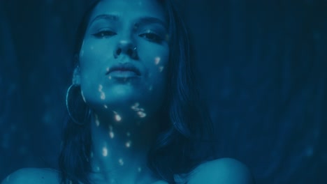 woman in blue light portrait