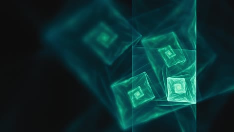 astratto frattale verde teal più scuro con strane forme geometriche a spirale che si formano nel tempo
