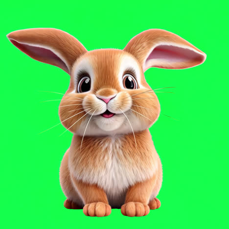 adorable cartoon bunny illustration animation isolated asset, transparent 4k video, alpha channel