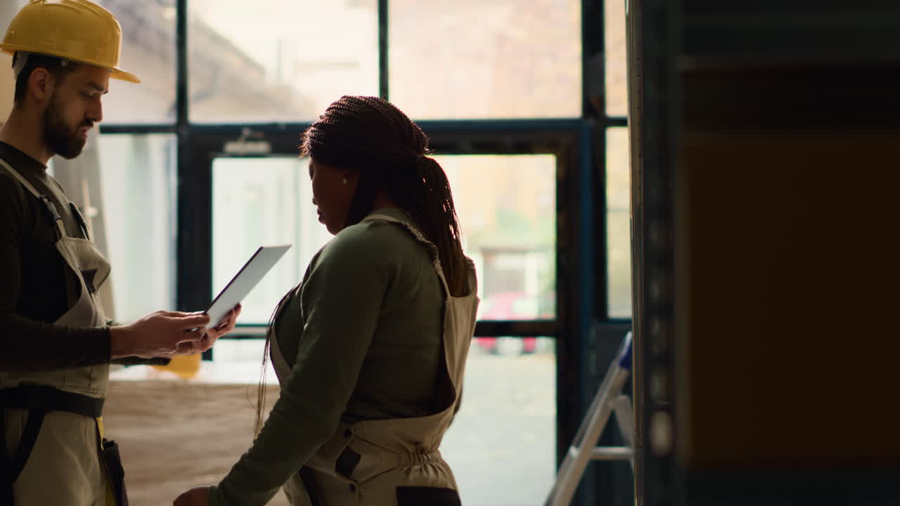Warehouse Workers Checking Inventory with Laptop