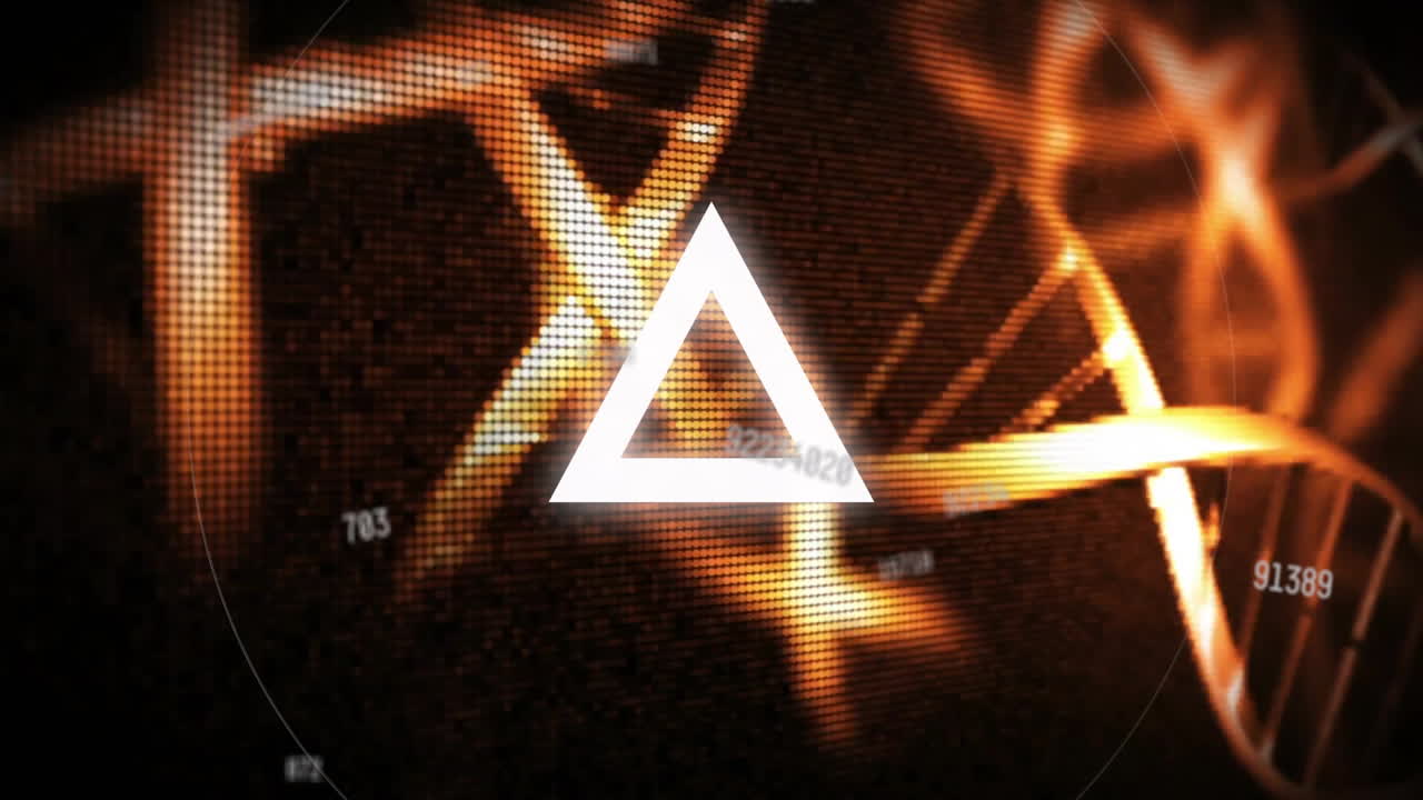 animación del procesamiento de datos sobre cadenas de adn sobre un fondo negro.