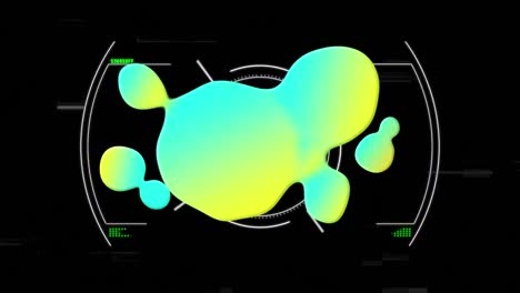 animation of glowing blob over scope scanning on black background