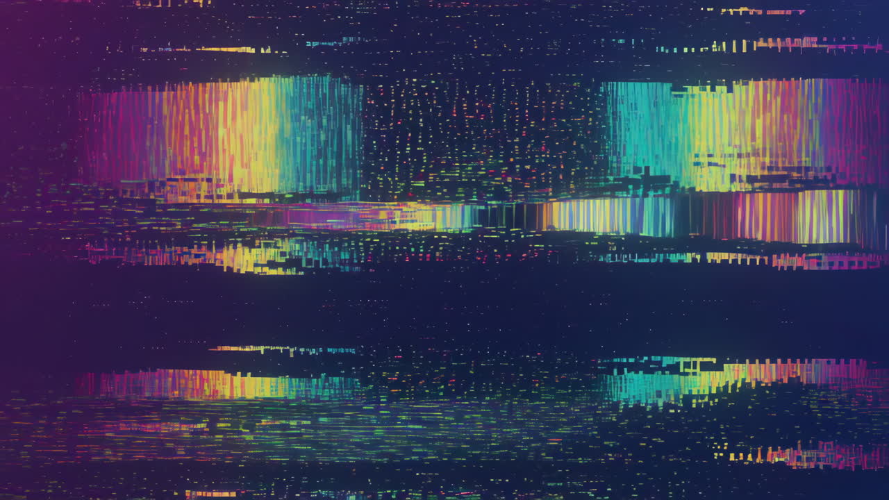 Abstract Digital Glitch Art with Rainbow Colors