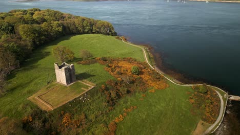 aerial shot of strangford lough in county down, northern ireland