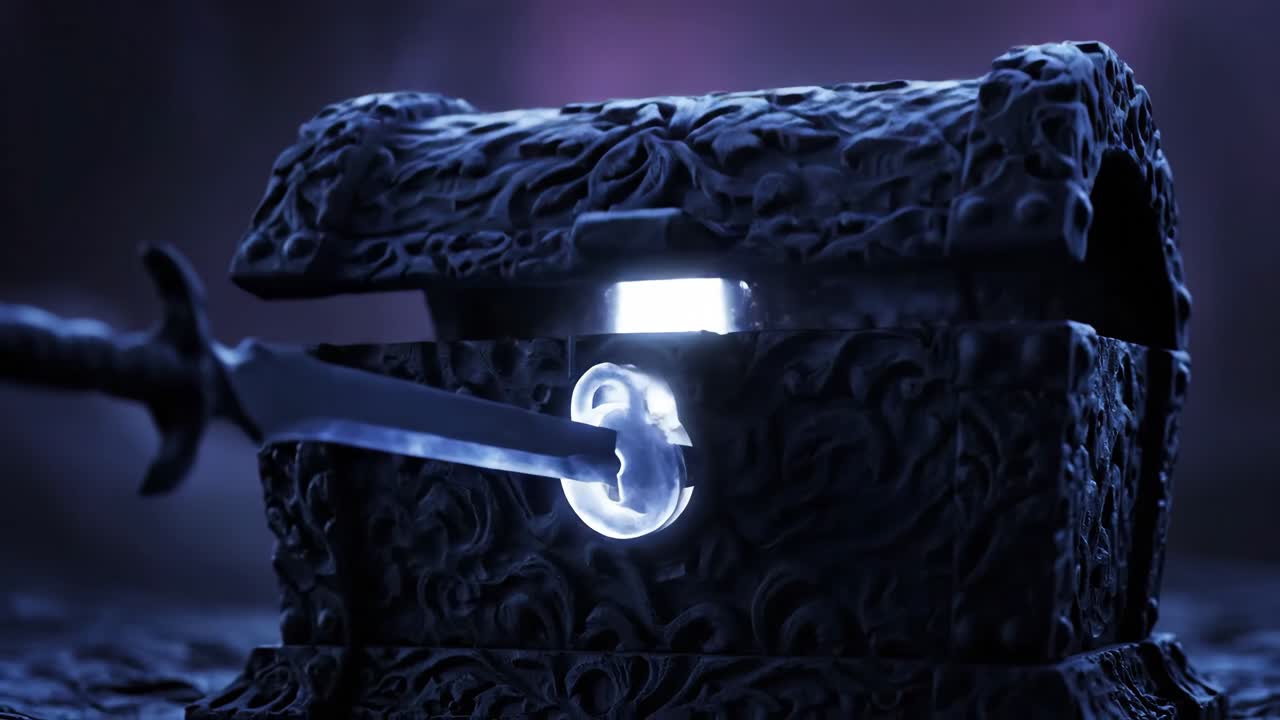 A Mysterious Treasure Chest with a Sword