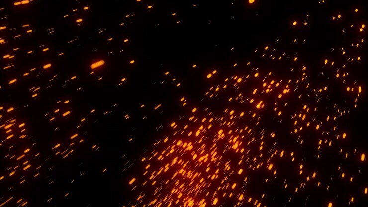 Glowing particle explosion side view on transparent background