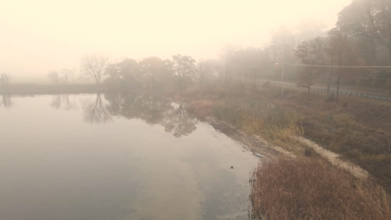 안개 낀 지역의 리버스 모션 트랙