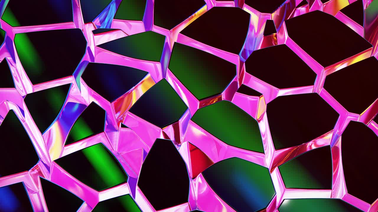 Looped abstract iridescent fluid background. Beautiful wavy glass surface of liquid with pattern, gradient color and flow waves on it. Creative bright bg with soft smooth animation.