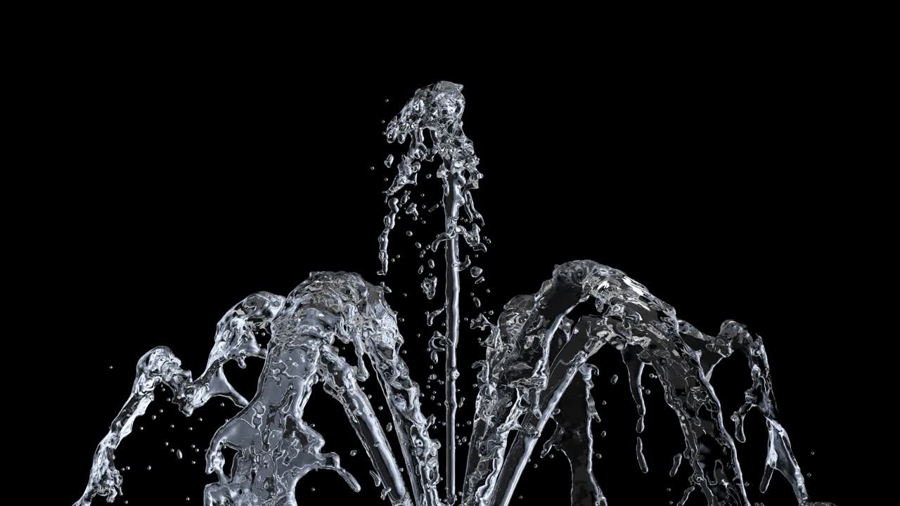 Flowing fountain water with alpha matte