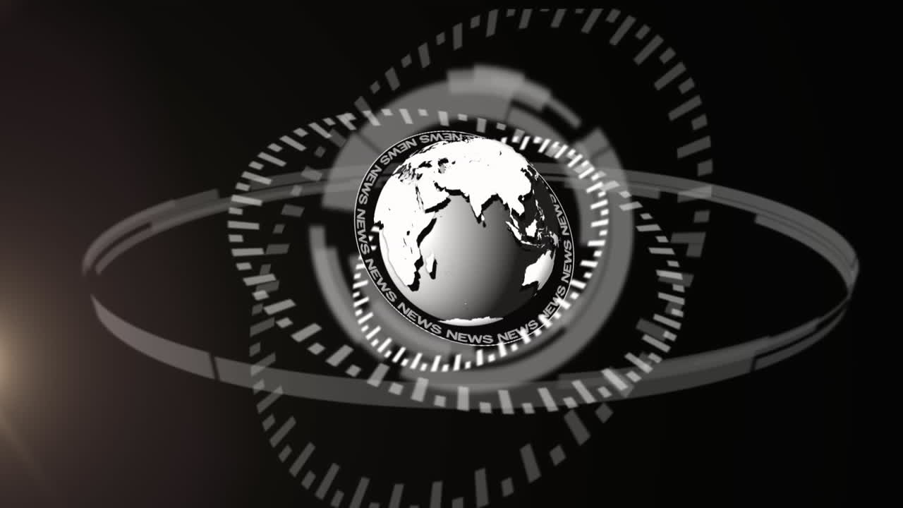 검은색 배경에 지구를 가진 범위 스캔의 애니메이션