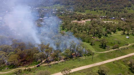 aerial view of smoke in forest of crackenback in new south wales, australia