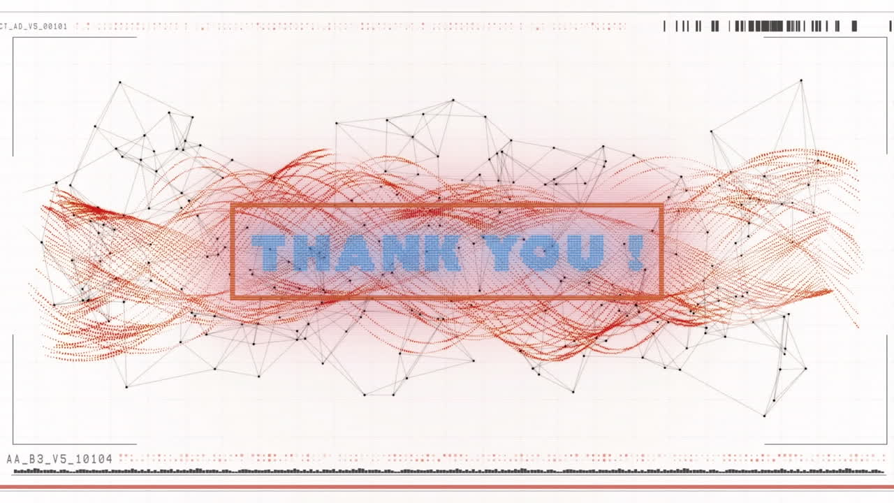 animación de texto de agradecimiento a través de la red de conexiones