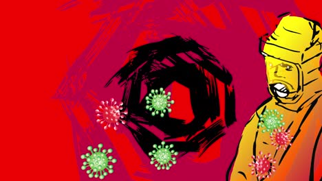 a man in virus protection suit.