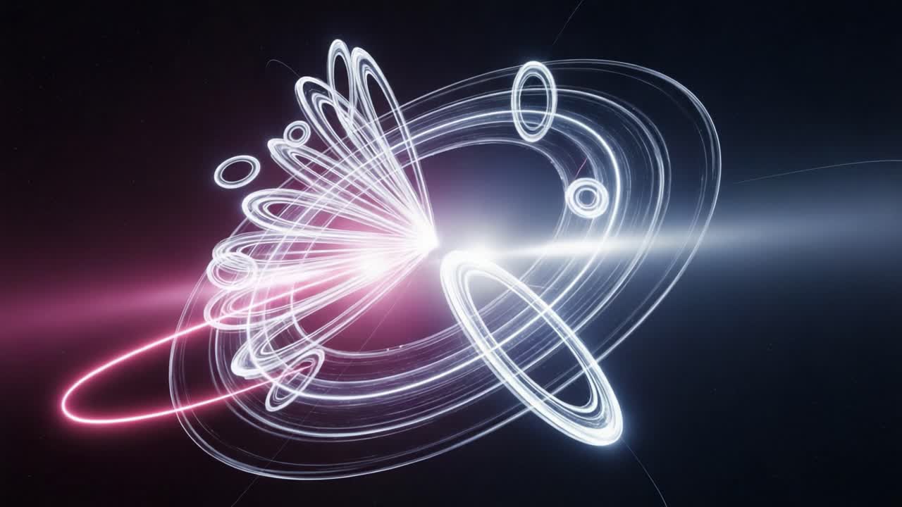 Visual Dynamics of Energy Patterns: A Mesmerizing Journey Through Light and Movement Displaying Elegant Curves and Spirals in an Ethereal Space Environment