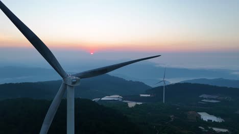 wind turbines on beautiful hills in the morning sun - vietnam