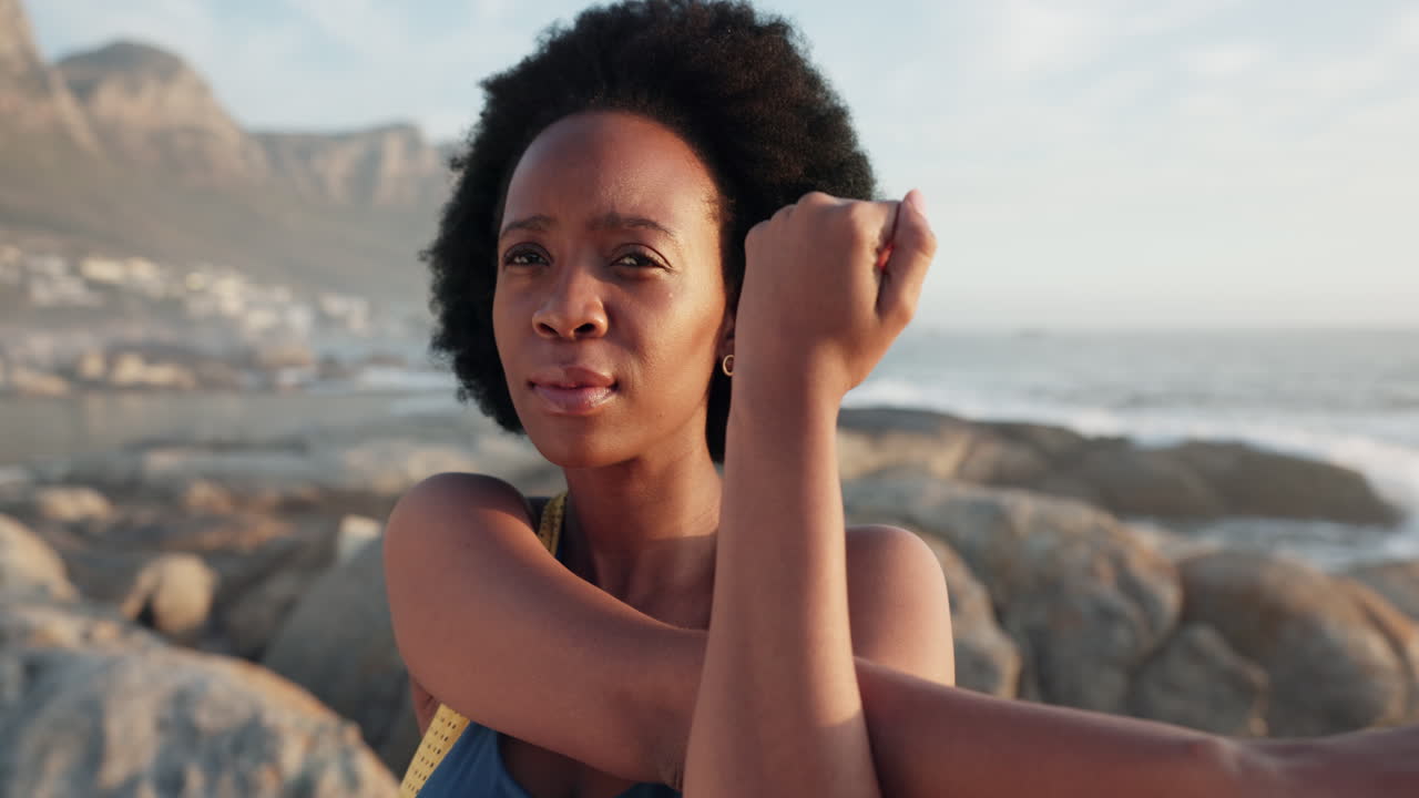 Fitness black woman, focus mindset