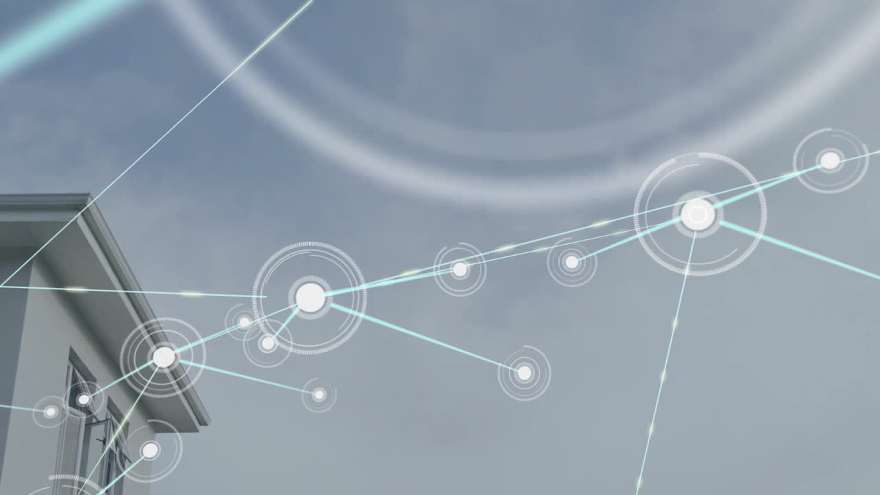 구름 위의 아이콘으로 연결 네트워크의 애니메이션