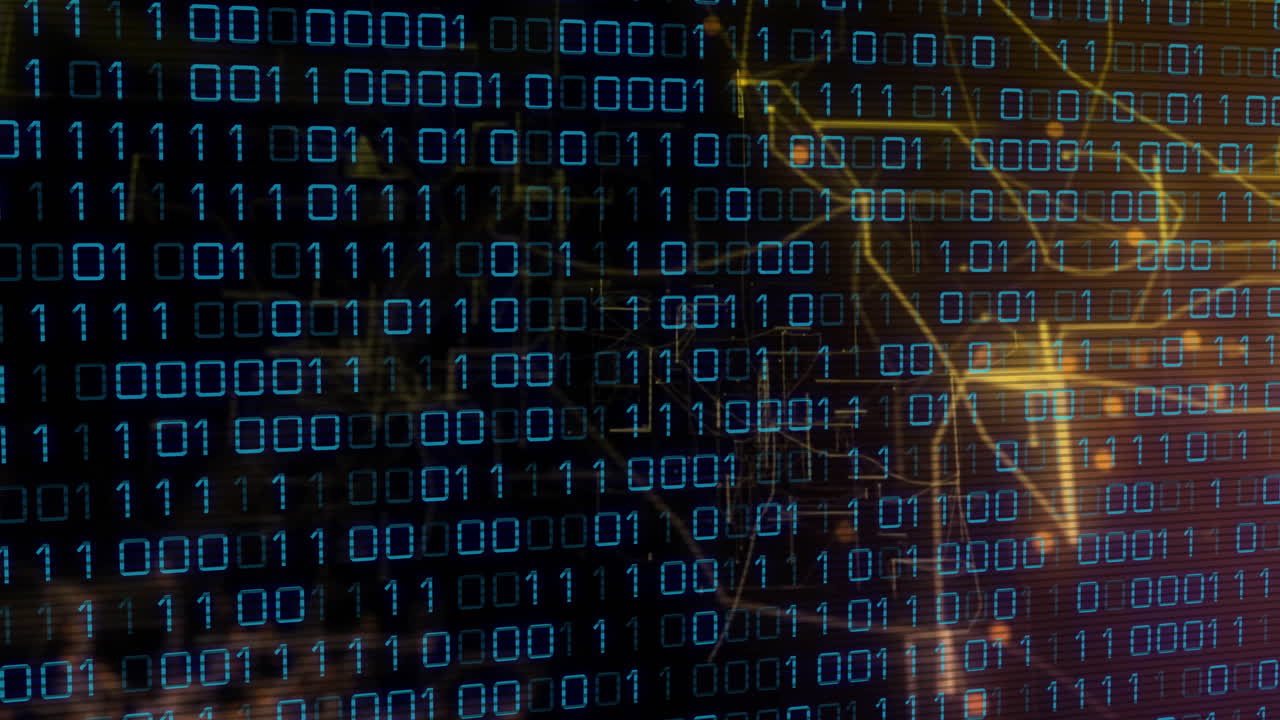 Animation of binary coding and digital data processing over connections