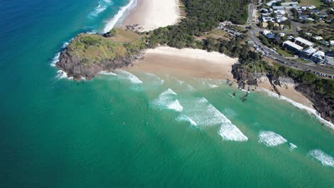 aerial view of norries cove and headland in cabarita beach, new south wales, australia