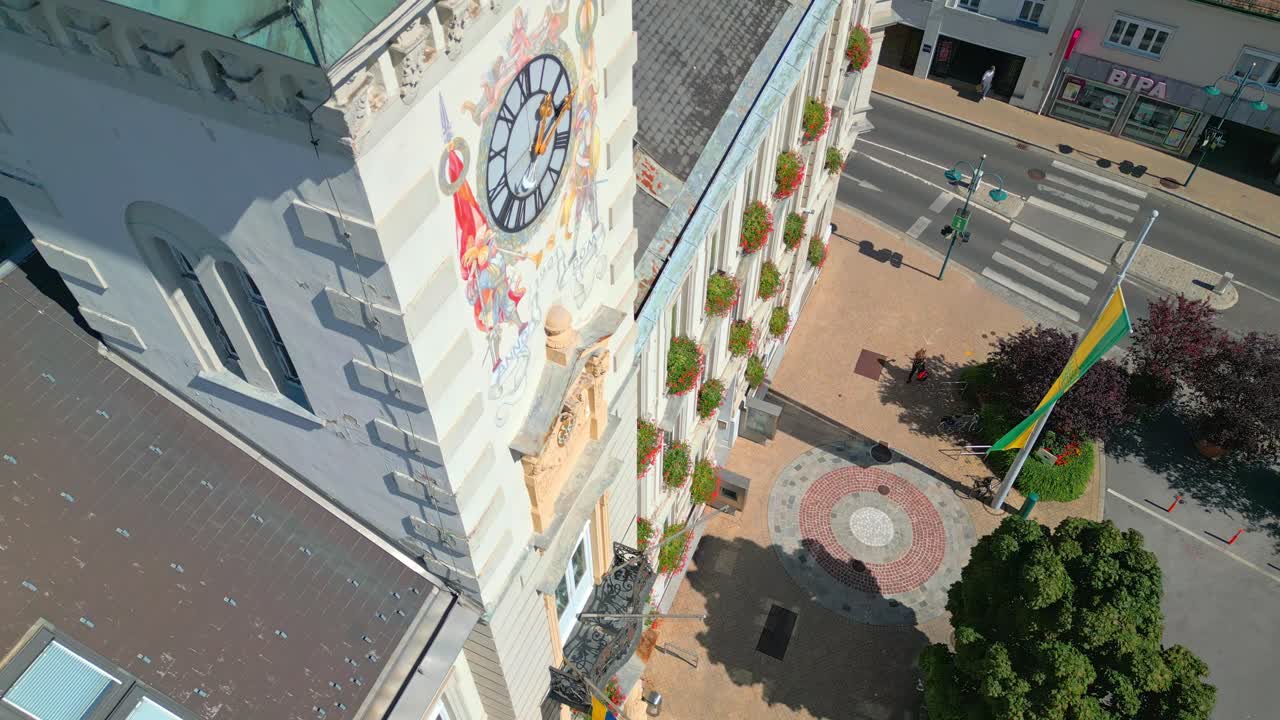 Mistelbach, Nieder&ouml;sterreich, Austria - Facade of City Hall - Aerial Drone Shot