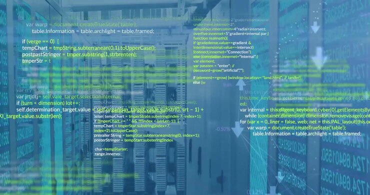 Animation of financial data processing over computer severs
