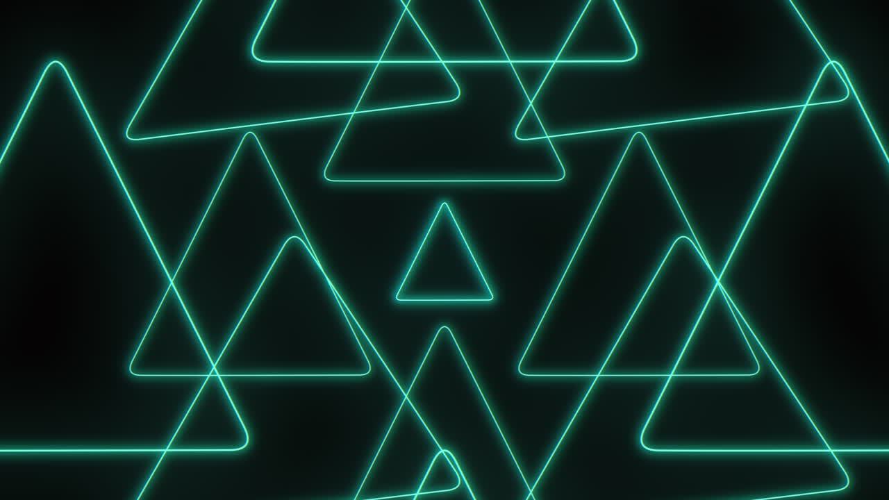 A striking black and blue triangle pattern illuminated by bright neon green light, creating a dynamic and visually captivating wallpaper design