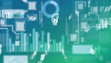 animation of data processing over blue background