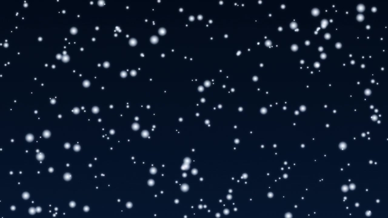 White Snowflakes Falling Against a Dark Blue Background