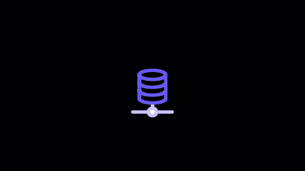 Animated Database Server Icon on Black Background