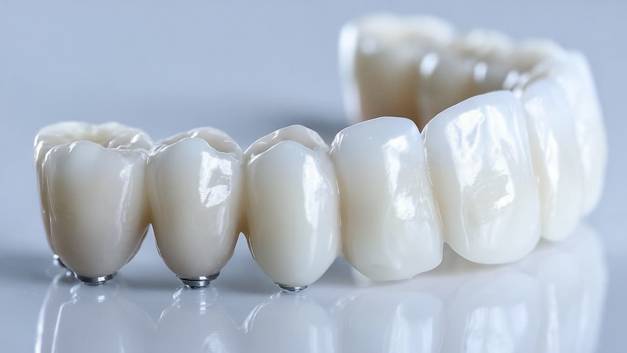 A Detailed Close-Up of Dental Prosthetics Showcasing the Precision and Aesthetic Quality of Advanced Orthodontic Solutions for Better Oral Health