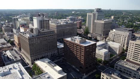 centre of wilmington city, sunny, summer day in delaware, usa - orbit, drone shot