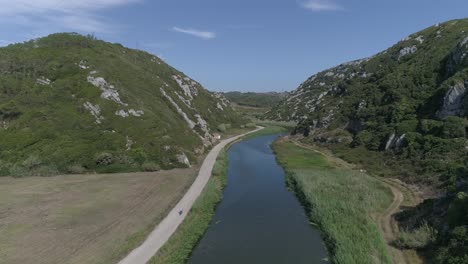 river in the mountains aerial view