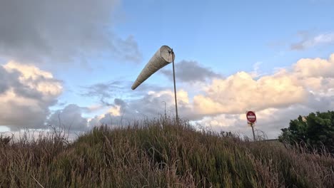 windsock blowing in the wind, scenic view