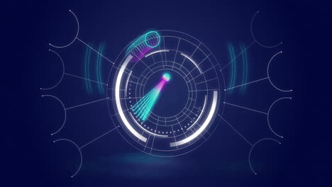 animation of scope scanning and data processing over dark background